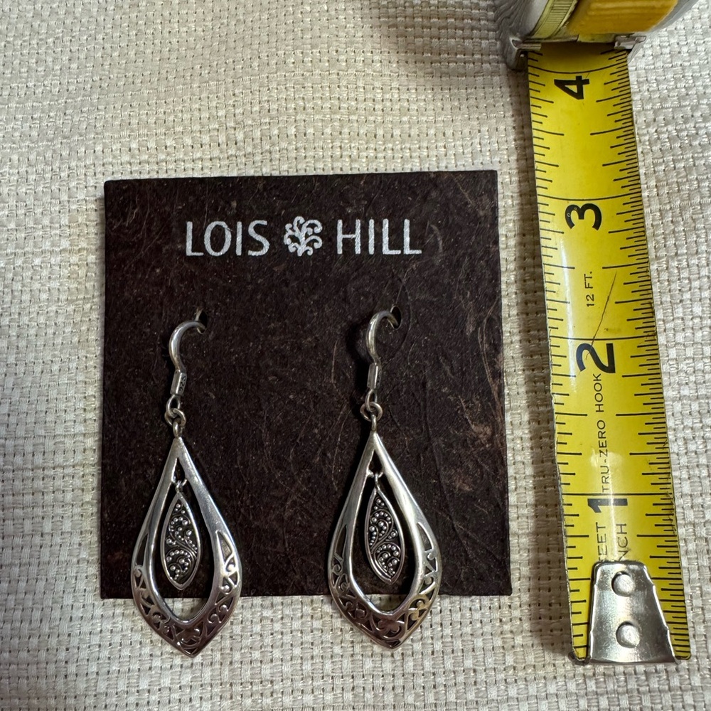 Lois Hill Teardrop Earrings, 925 silver, oxidized, filigree, granulated - Picture 6 of 9